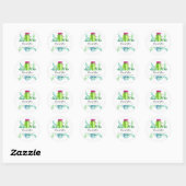 Sticker Rond Aquarelle Cactus Succulent Merci personnalisé (Feuille)