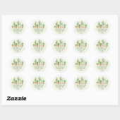 Sticker Rond Aquarelle Cactus Succulents Pots Adresse de retour (Feuille)