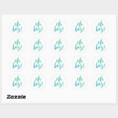Sticker Rond Aquarelle calligraphie Oh Baby shower garçon (Feuille)