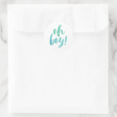 Sticker Rond Aquarelle calligraphie Oh Baby shower garçon (Sac)