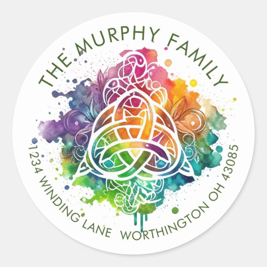 Sticker Rond Aquarelle Celtique Grunge colorée Design (Devant)