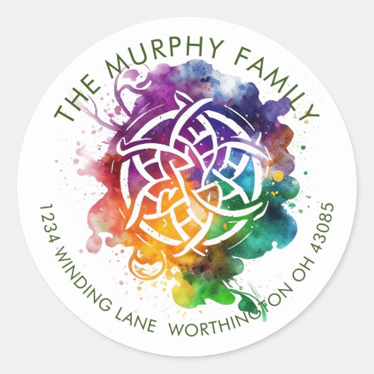 Sticker Rond Aquarelle Celtique Grunge colorée Design (Devant)