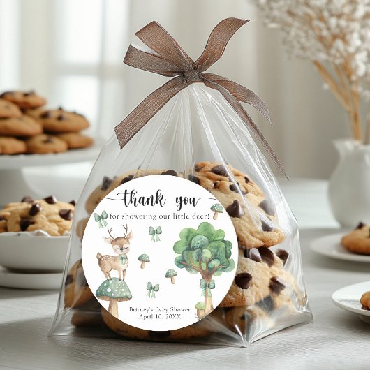 Sticker Rond Aquarelle cerf de bois - merci