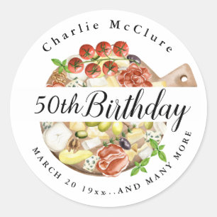 Sticker Rond Aquarelle Charcuterie Italie Anniversaire