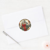 Sticker Rond Aquarelle Cheval et Ferme Festive Noël (Enveloppe)