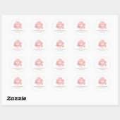 Sticker Rond Aquarelle Chic Rose rose rose (Feuille)