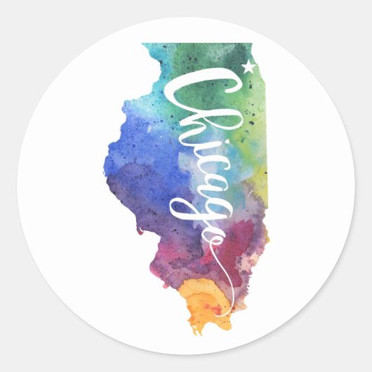 Sticker Rond Aquarelle Chicago (Devant)