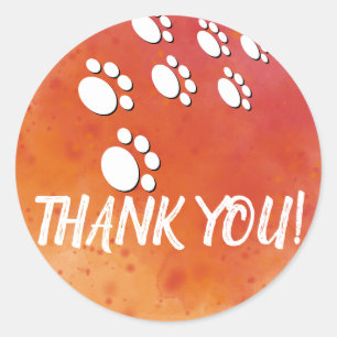 Sticker Rond Aquarelle Chien Paw Traces