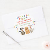 Sticker Rond Aquarelle Chien Premier anniversaire MERCI de fête (Enveloppe)