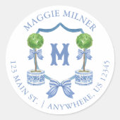 Sticker Rond Aquarelle Chinoiserie Topior Monogramme Crest (Devant)