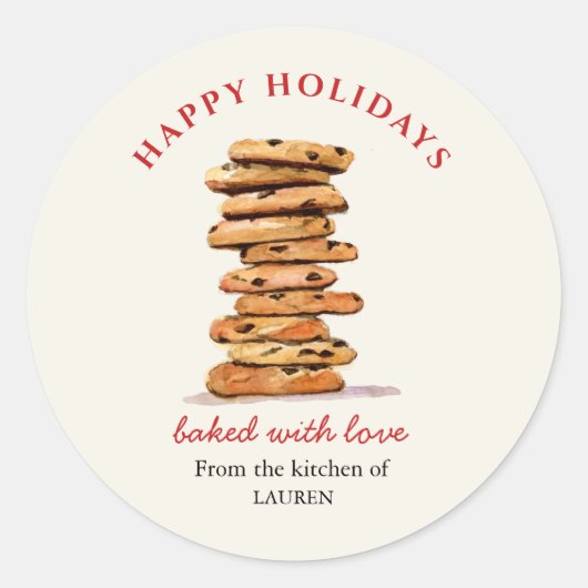 Sticker Rond Aquarelle Chocolat chips biscuits Fête (Devant)
