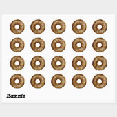 Sticker Rond Aquarelle Chocolat Saupoudrer Donut Anniversaire (Feuille)