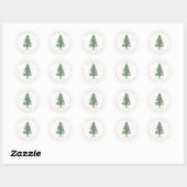 Sticker Rond Aquarelle Christmas Pine Tree Adresse de retour (Feuille)