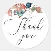 Sticker Rond Aquarelle chute bleu bleuet fleuri mariage merci (Devant)