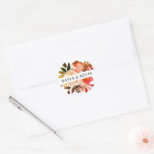 Sticker Rond Aquarelle Chute brûlé Orange Mariage Floral (Enveloppe)