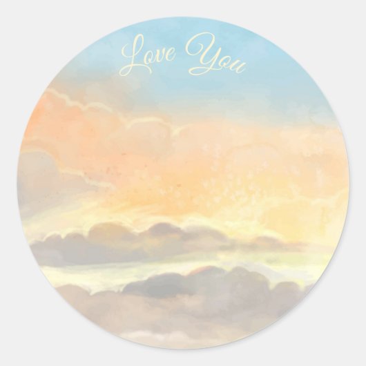 Sticker Rond Aquarelle ciel pastel | Vous aimez (Devant)