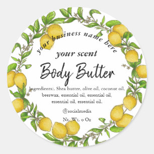 Sticker Rond Aquarelle citron courge corps beurre corps gommage