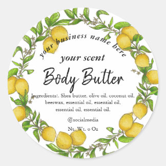 Sticker Rond Aquarelle citron courge corps beurre corps gommage