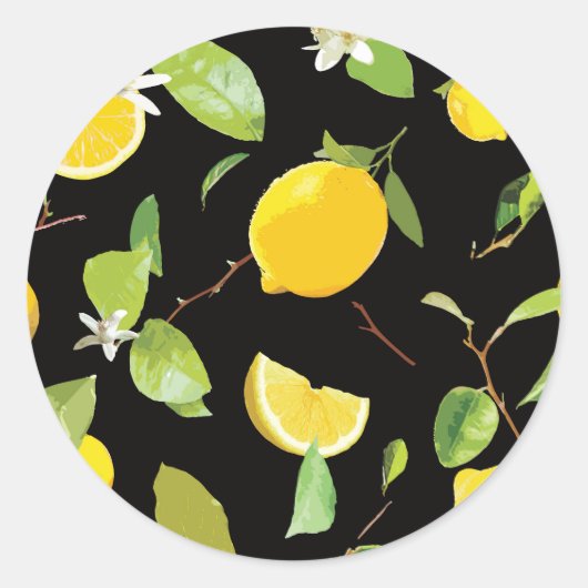 Sticker Rond Aquarelle Citron et Feuille (Devant)