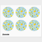Sticker Rond Aquarelle Citron et Feuilles 3 (Feuille)