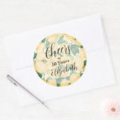 Sticker Rond Aquarelle Citron et verdure Anniversaire (Enveloppe)