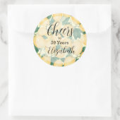 Sticker Rond Aquarelle Citron et verdure Anniversaire (Sac)