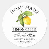 Sticker Rond Aquarelle Citron Limoncello Mariage Merci (Devant)