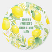Sticker Rond Aquarelle Citron Motif fête d'anniversaire (Devant)