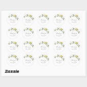 Sticker Rond aquarelle citron verdure fleurie mariage merci (Feuille)