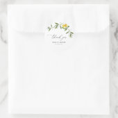 Sticker Rond aquarelle citron verdure fleurie mariage merci (Sac)