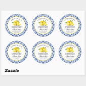 Sticker Rond Aquarelle Citrons Carrelage bleu Limoncello Merci (Feuille)