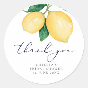 Sticker Rond Aquarelle Citrons Fête des mariées Merci Favoriser