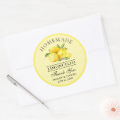 Sticker Rond Aquarelle Citrons Mariages Merci Limoncello Jaune (Enveloppe)