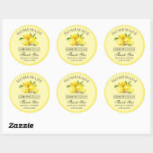 Sticker Rond Aquarelle Citrons Mariages Merci Limoncello Jaune (Feuille)