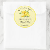 Sticker Rond Aquarelle Citrons Mariages Merci Limoncello Jaune (Sac)