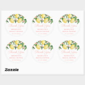 Sticker Rond Aquarelle Citrons rose Baby Girl Merci douche (Feuille)