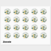 Sticker Rond Aquarelle Citrons siciliens Joyeux anniversaire (Feuille)