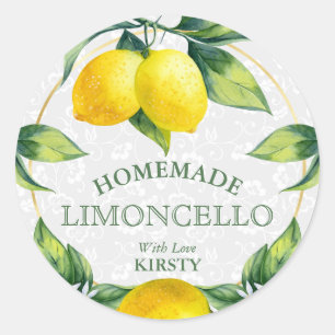 Sticker Rond Aquarelle Citrons siciliens Limoncello fait maison