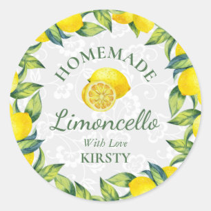 Sticker Rond Aquarelle Citrons siciliens Limoncello fait maison