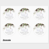 Sticker Rond Aquarelle Citrouille blanc Adresse de retour (Feuille)