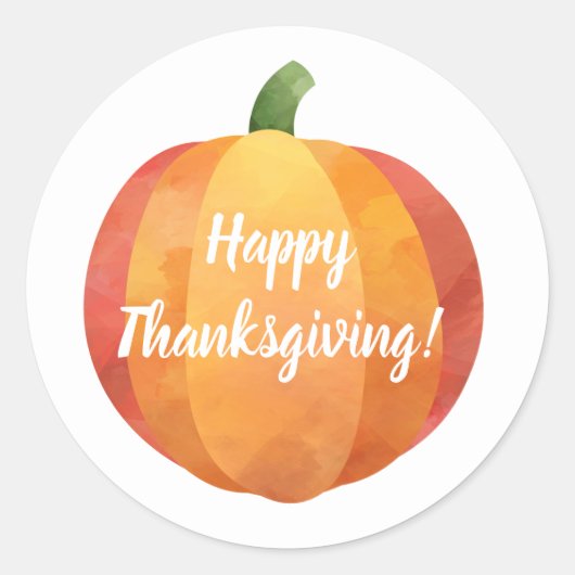 Sticker Rond Aquarelle Citrouille bon thanksgiving (Devant)