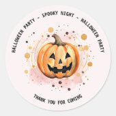 Sticker Rond Aquarelle Citrouille d'Halloween (Devant)