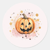 Sticker Rond Aquarelle Citrouille d'Halloween (Devant)