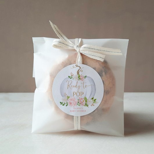 Sticker Rond Aquarelle citrouille dorée prête à éclater Classiq