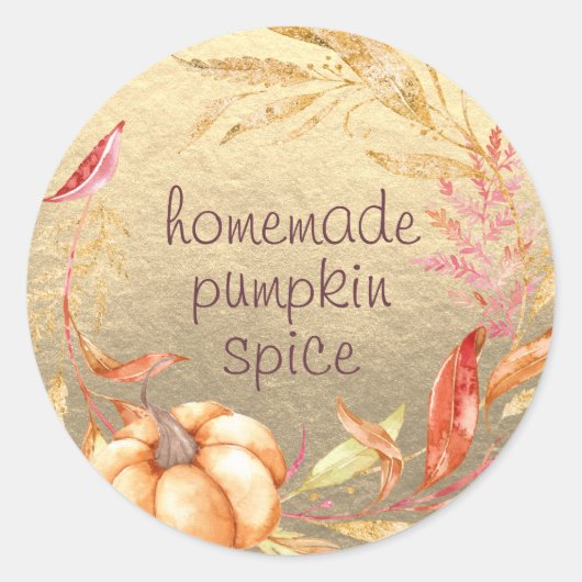 Sticker Rond Aquarelle Citrouille maison  (Devant)