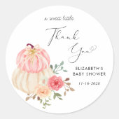 Sticker Rond Aquarelle Citrouille mignonne Bébé Fille Douche Me (Devant)