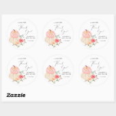 Sticker Rond Aquarelle Citrouille mignonne Bébé Fille Douche Me (Feuille)