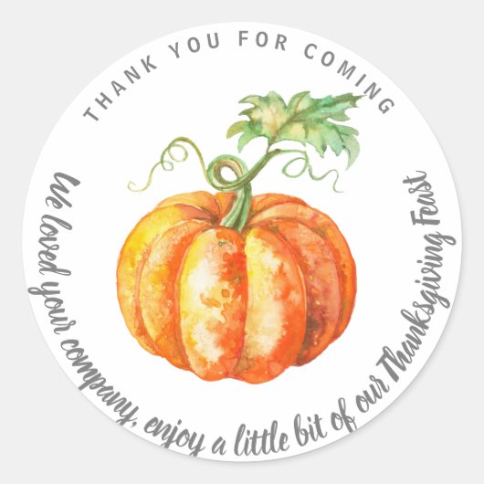 Sticker Rond Aquarelle Citrouille Thanksgiving Leftovers (Devant)