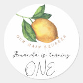 Sticker Rond Aquarelle citrus citron 1er anniversaire (Devant)