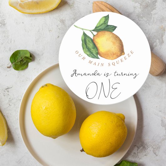 Sticker Rond Aquarelle citrus citron 1er anniversaire
